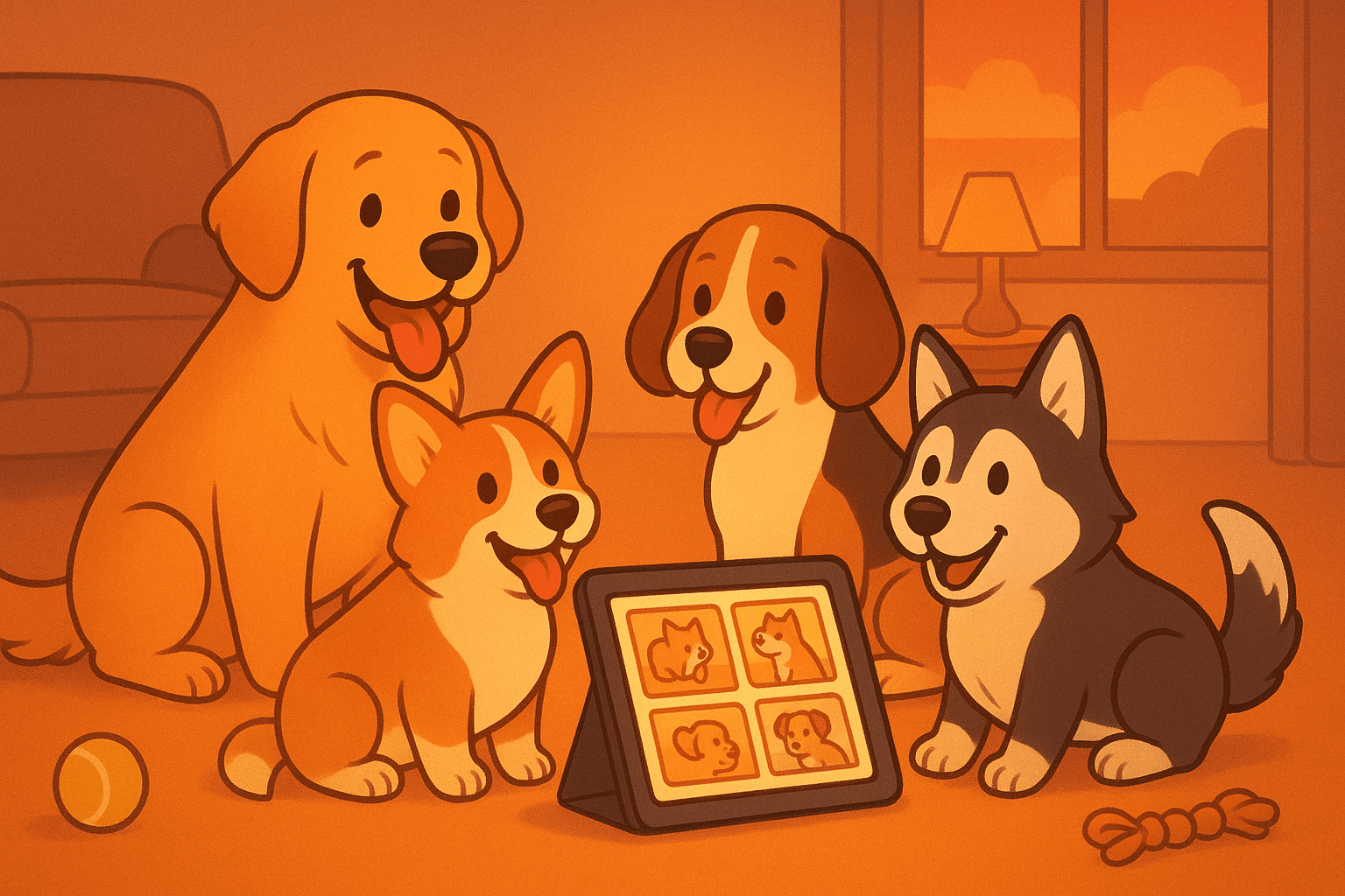 Dog lovers enjoying videos together